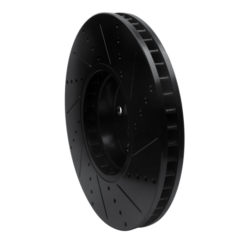 BMW 535i GT Brake Rotor (1) - Right Front - R1 Concepts - Drilled & Slotted - Black - `10-`18